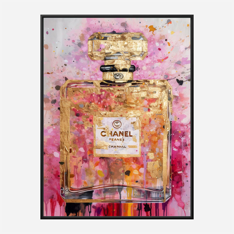 Chanel No 5 Pink & Gold Abstract 2 Perfume Bottle Art Print